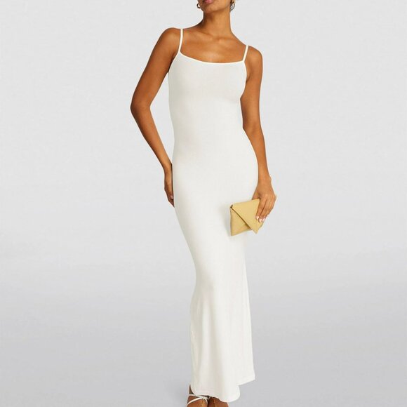 NWT Skims Soft Lounge Long Ribbed White Slip Dress Size XL - Picture 1 of 11